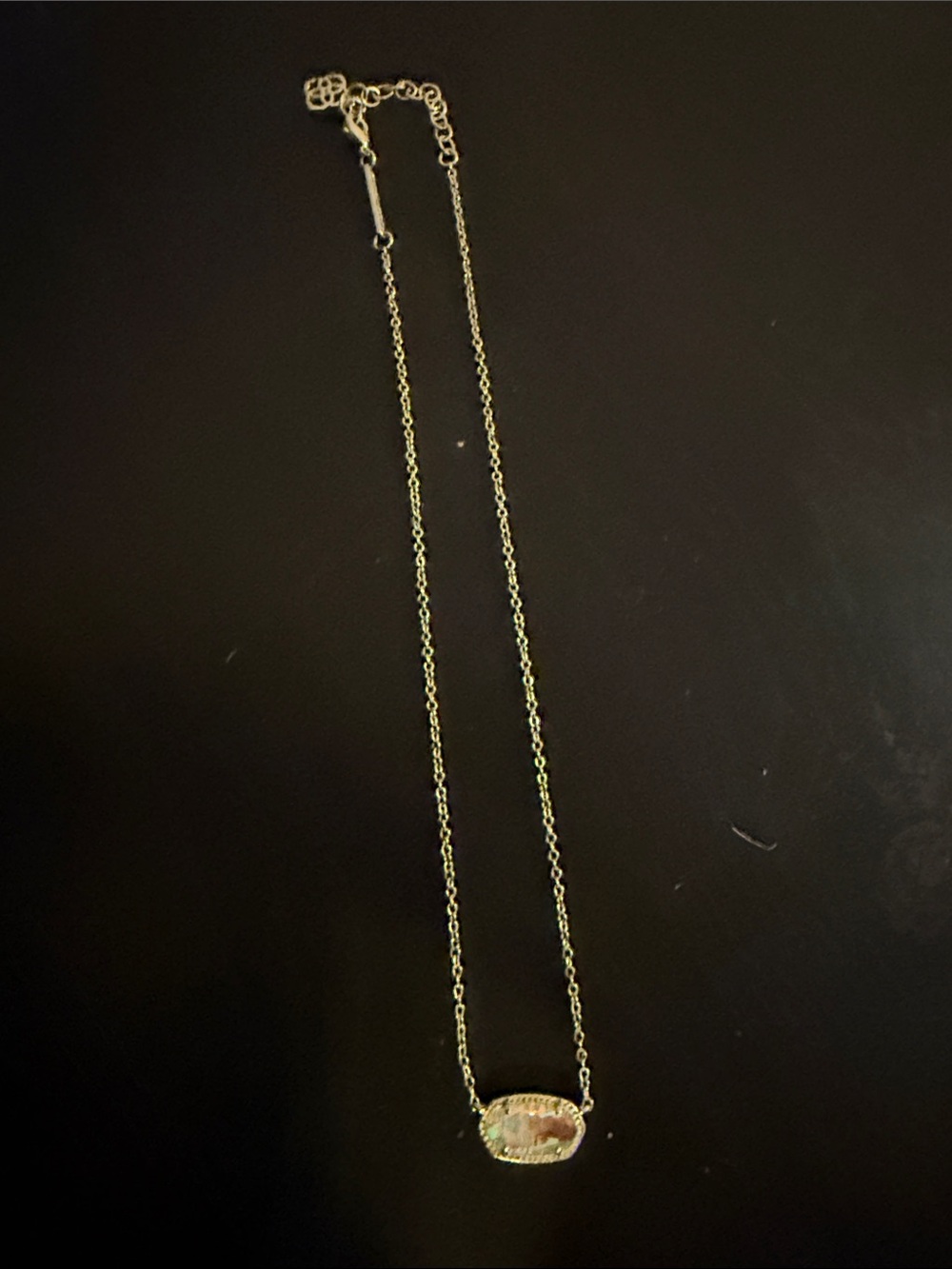 Kendra Scott Gold Chain Necklace with Pink Opal-like Pendant